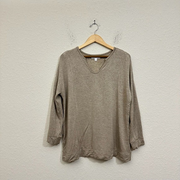 J. JILL L/S Tranquility Fleece Tunic Top in Bark Heather #250861 - Picture 1 of 9